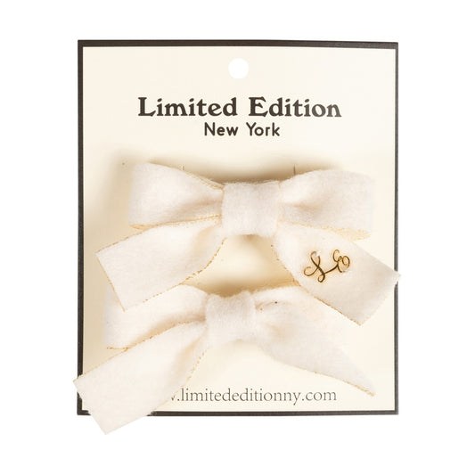 Brushed Wool Mini Bow 2 pack - Ivory