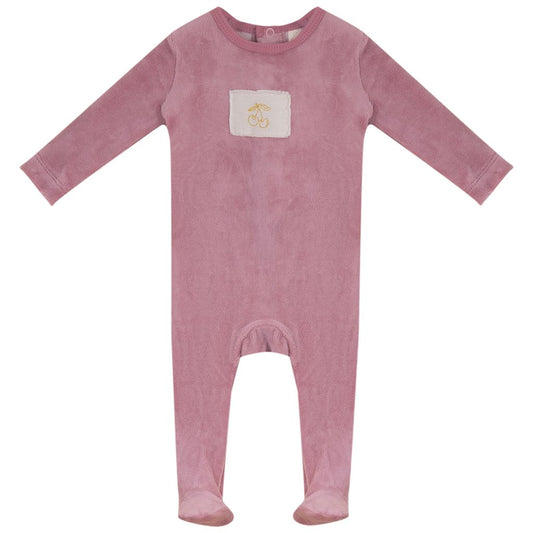 Velour Cherry Footie - Red
