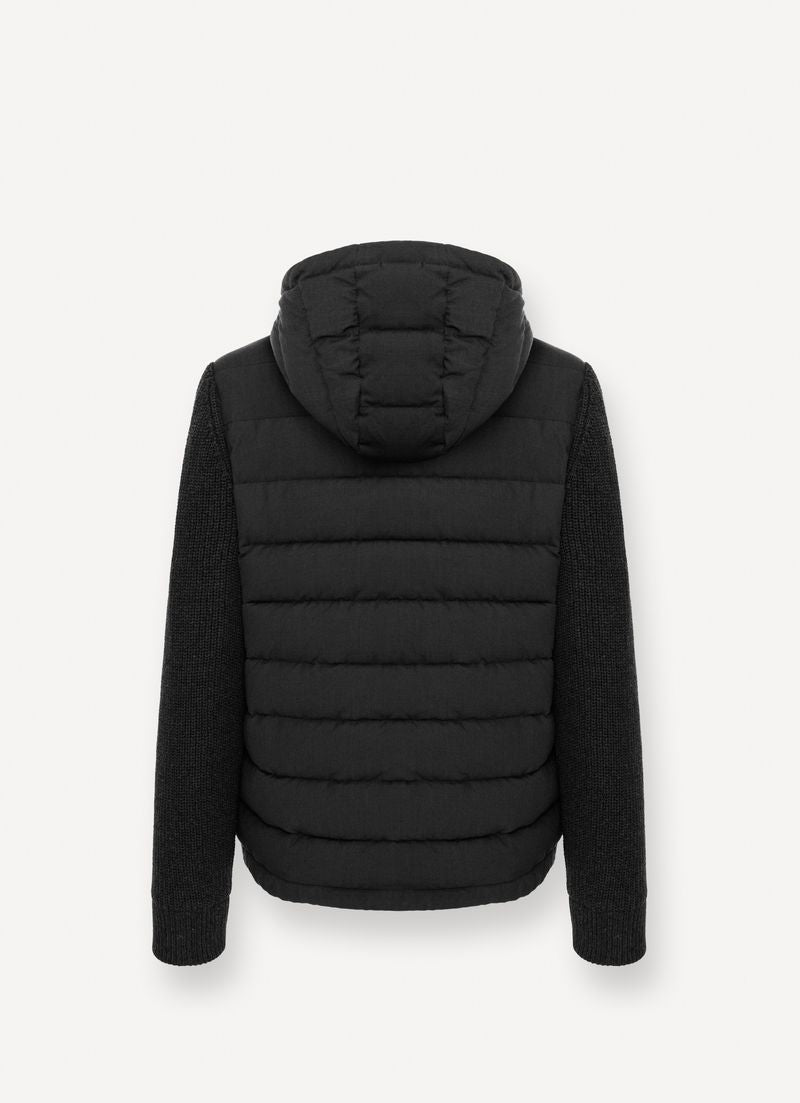 Reversable Quilted Jacket W/ Hood - Black