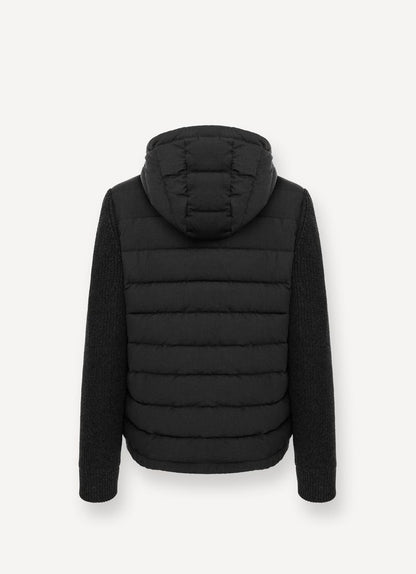 Reversable Quilted Jacket W/ Hood - Black