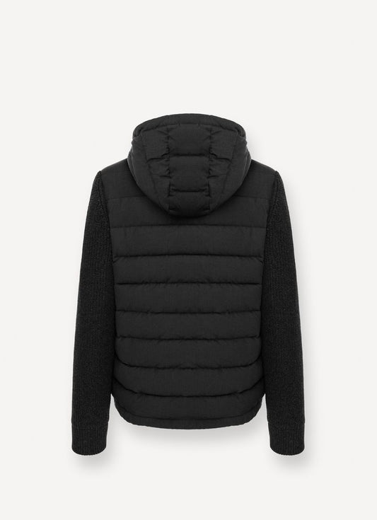 Reversable Quilted Jacket W/ Hood - Black