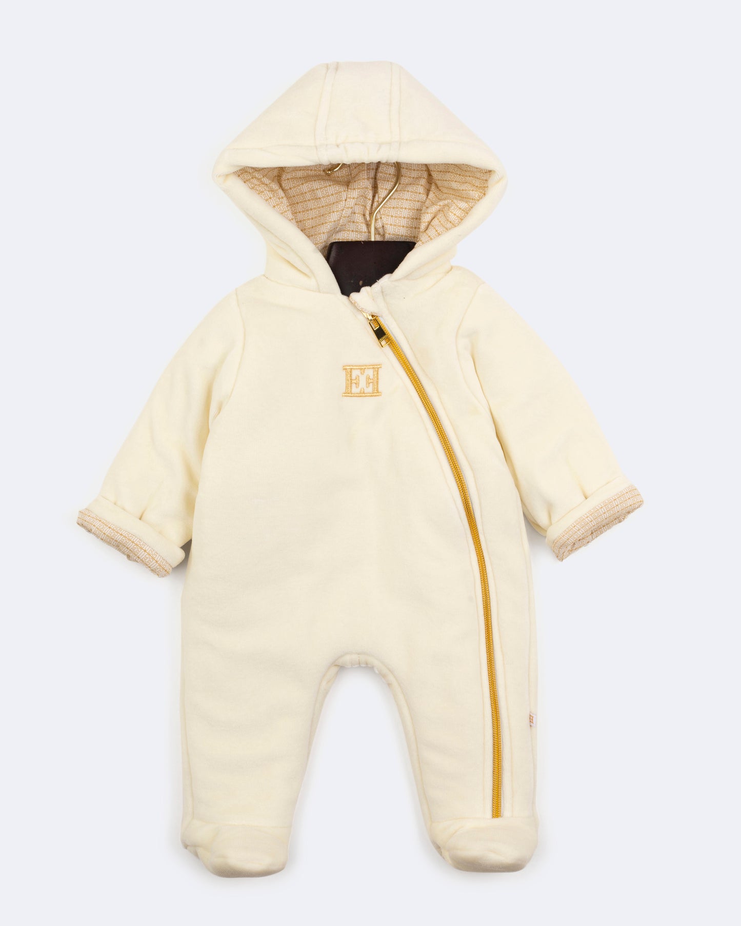 Newborn Hooded Footie (74515) - Antique White