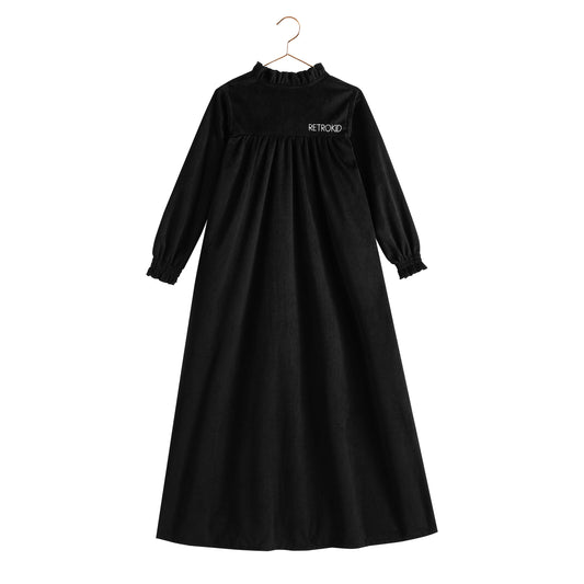Isla Maxi Velvet Ribbed Dress - Black