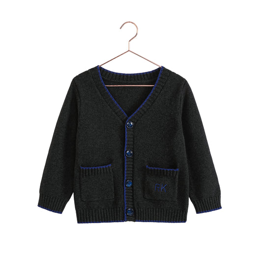 Lucas Boys Cardigan Sweater - Gray/Navy