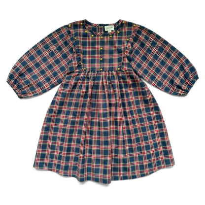 Mahana Long Twill Tartan Dress - Dark Navy