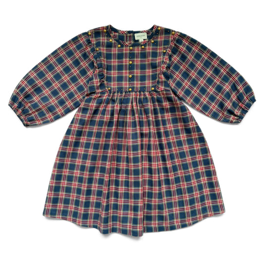 Mahana Long Twill Tartan Dress - Dark Navy