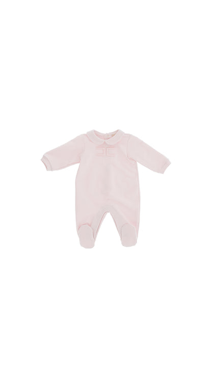 Knit onepiece/hat Set (ENCP086) - Pink/Ivory