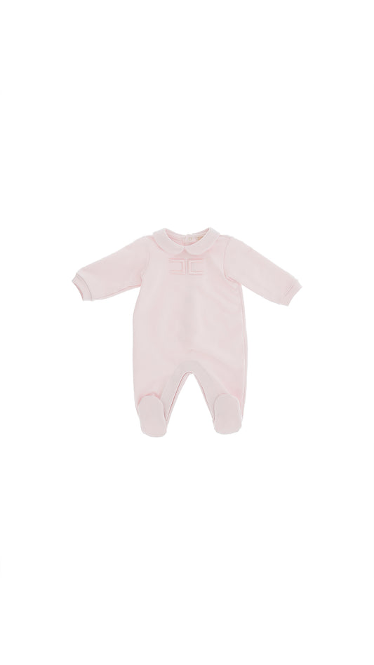 Knit onepiece/hat Set (ENCP086) - Pink/Ivory
