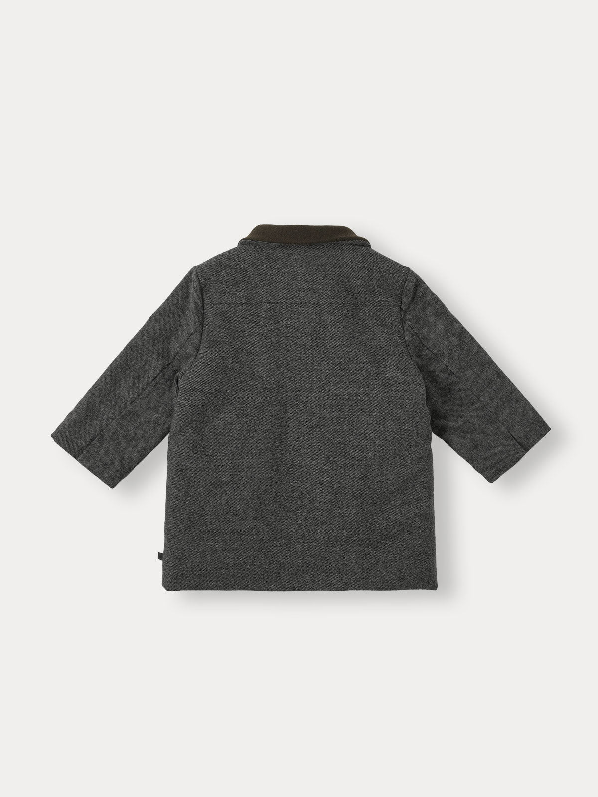 High Neck Wool Coat - Charcoal