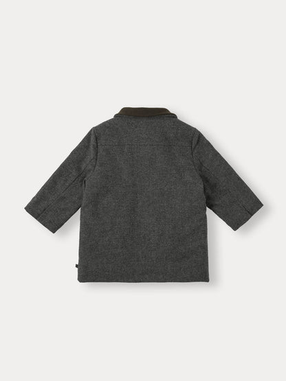 High Neck Wool Coat - Charcoal