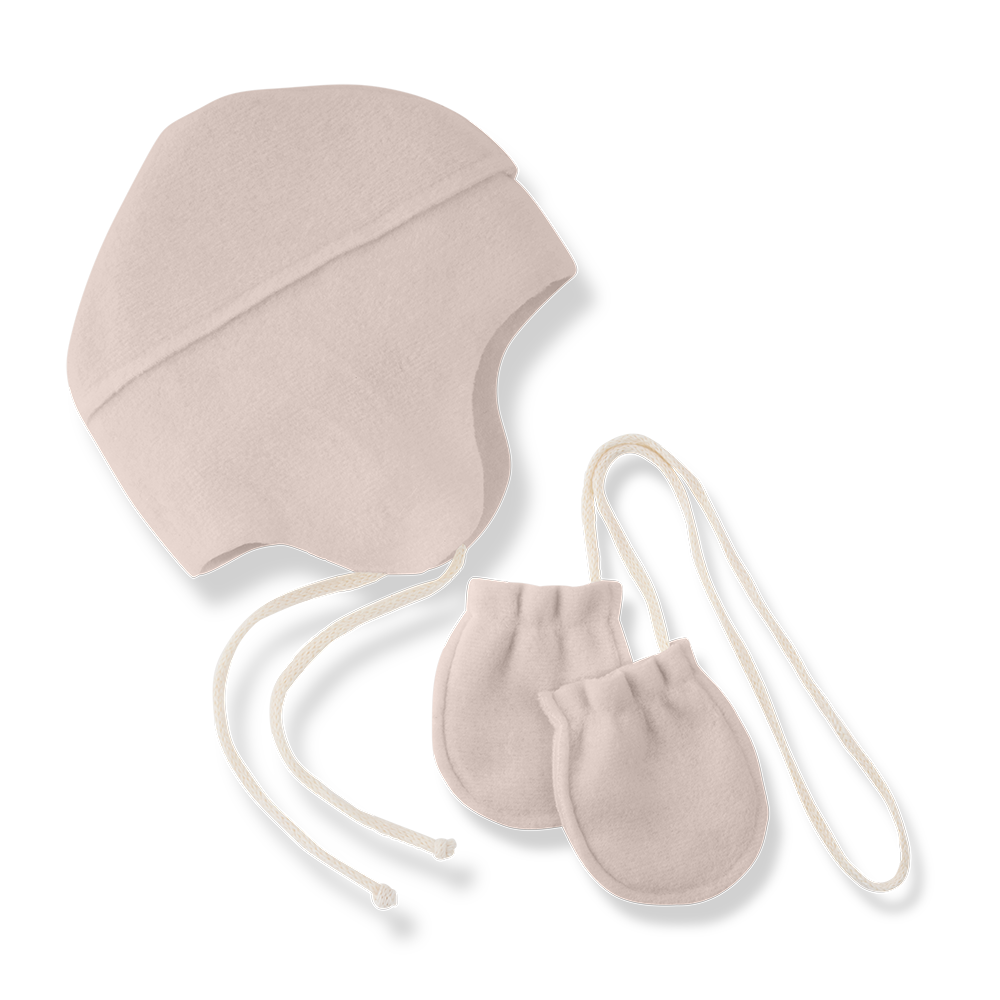 Albi Beanie And Mittens - Nude