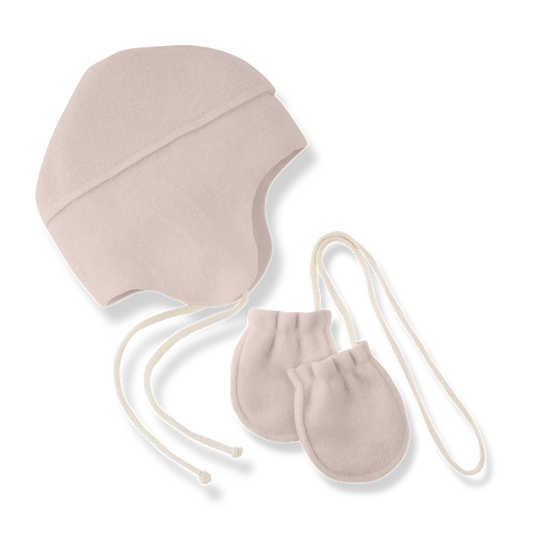 Albi Beanie And Mittens - Nude