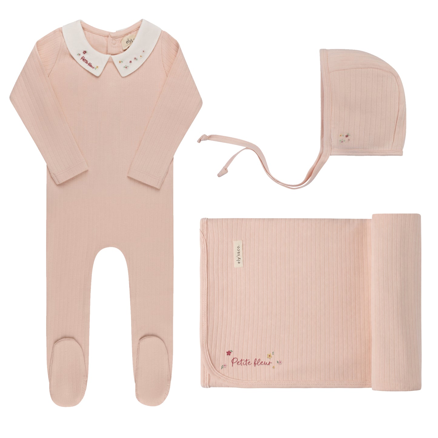 Floral Star Embroidered Take Me Home Set - Pink