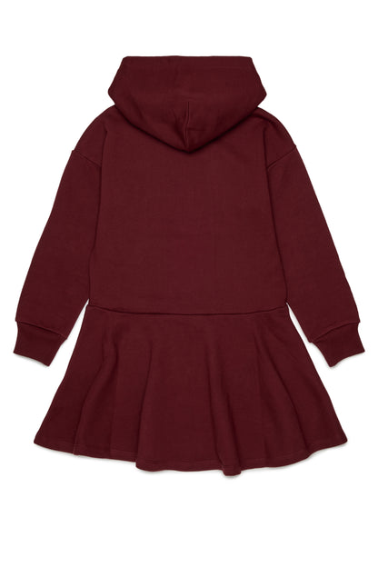Hooded Half Zip sweater Dress - Maroon