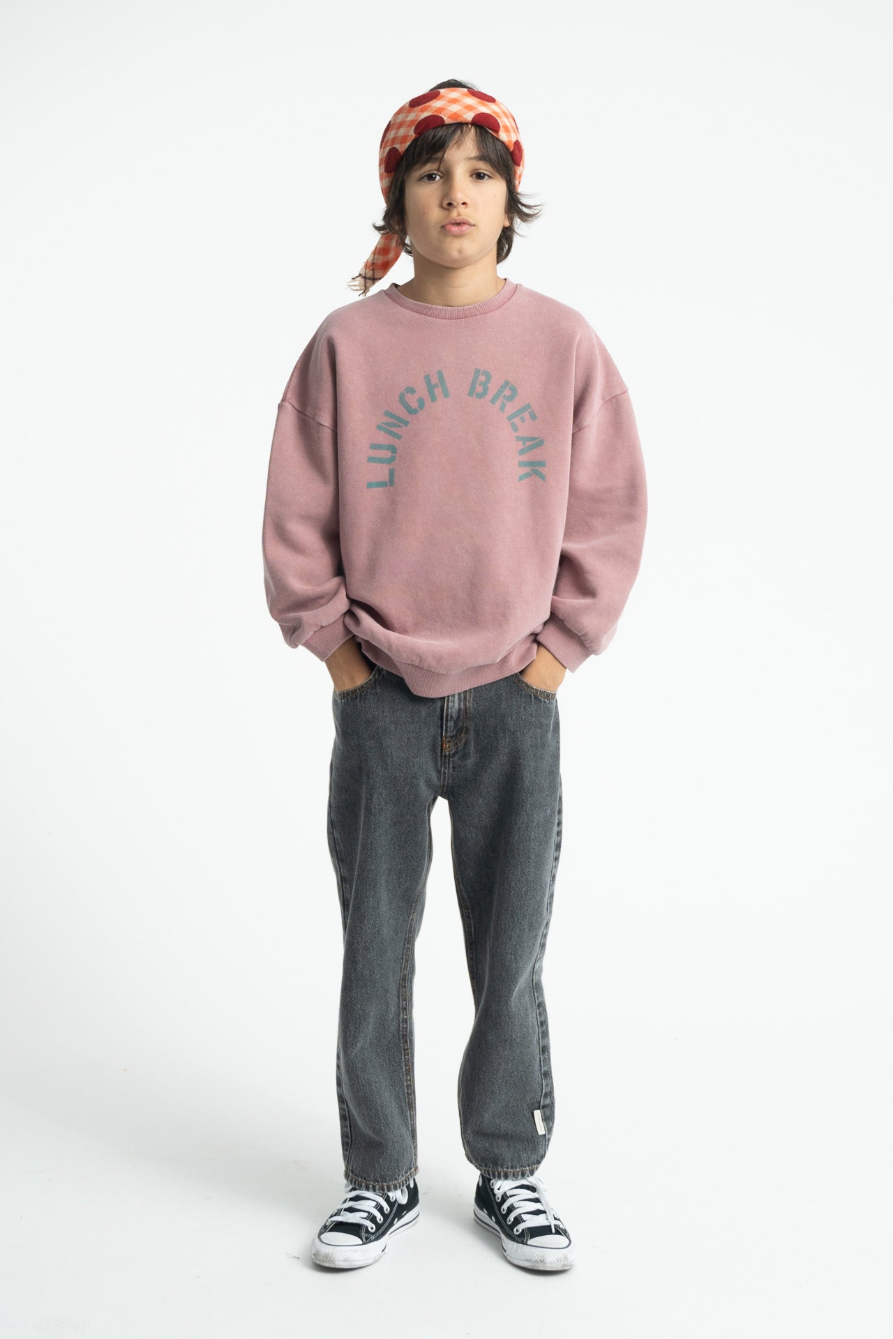 Oversized Sweatshirt (FLP2607) - Pink W/ Lunch Break Print