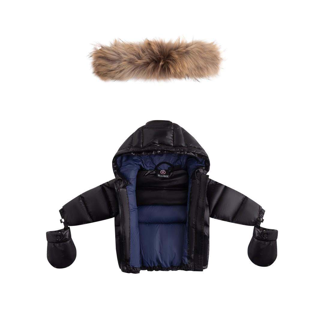 Fur Jacket — Black/Corduroy/Blue