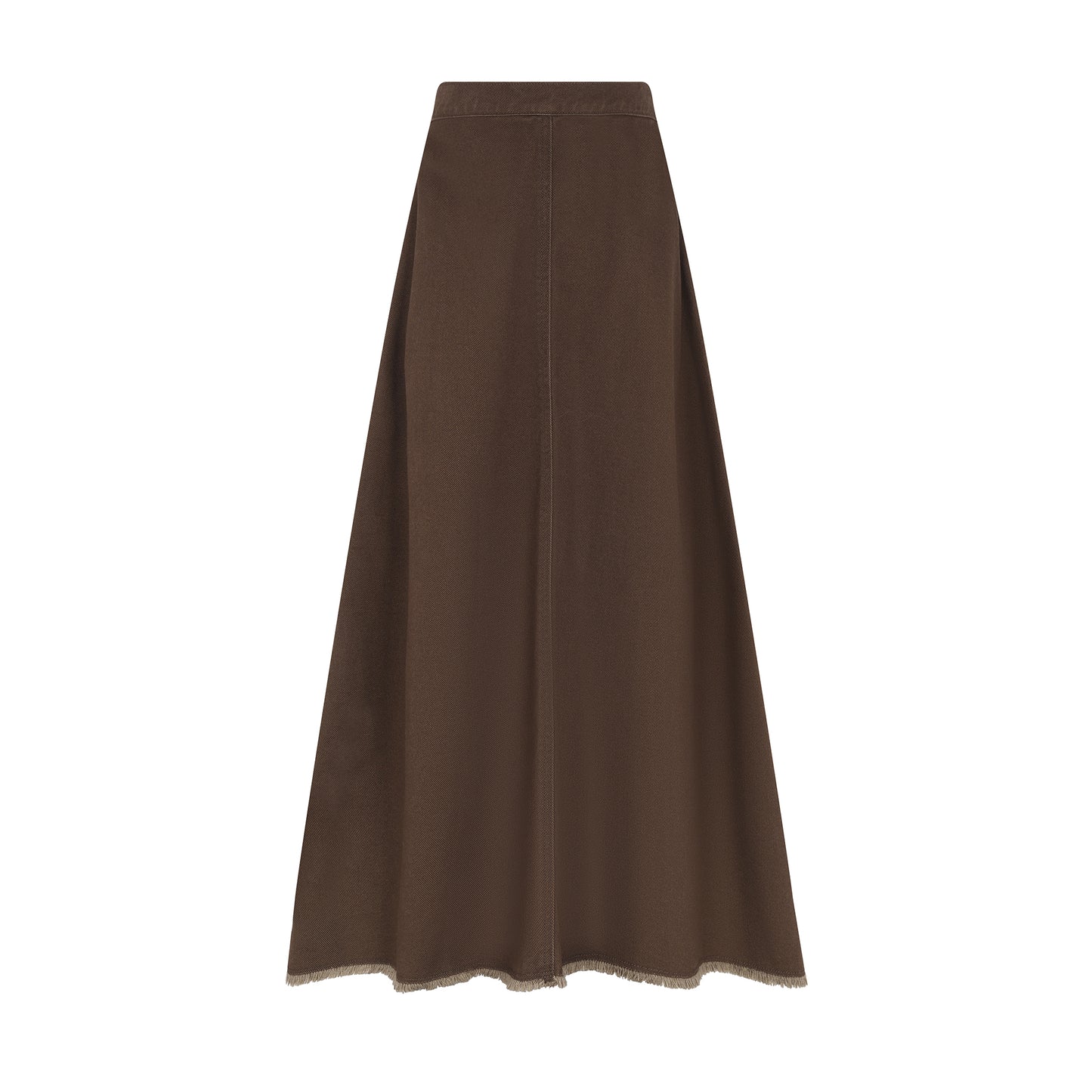 Fray Hem Denim Skirt - Brown Denim