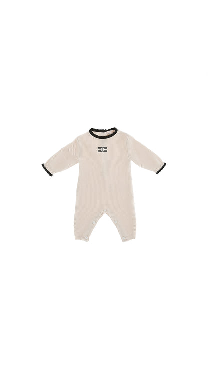 Knit onepiece/ Hat  (ENCP086) - Milk/Black (sold with blanket only)