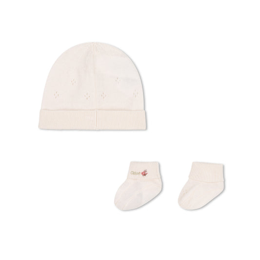 Knitted Hat And Bootie Gift Box C21382 - Ivory