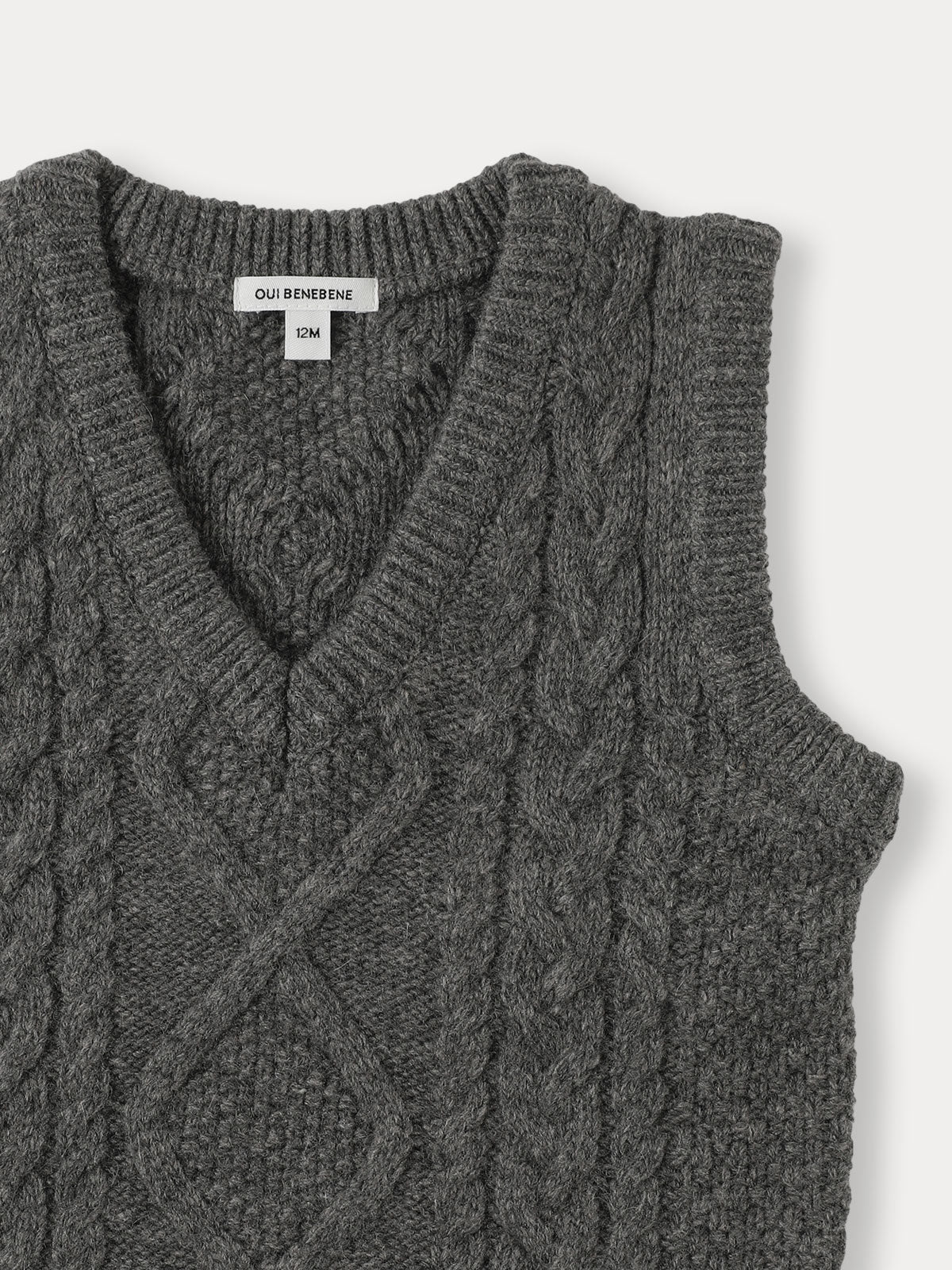 Cable V-Neck Pullover - Gray
