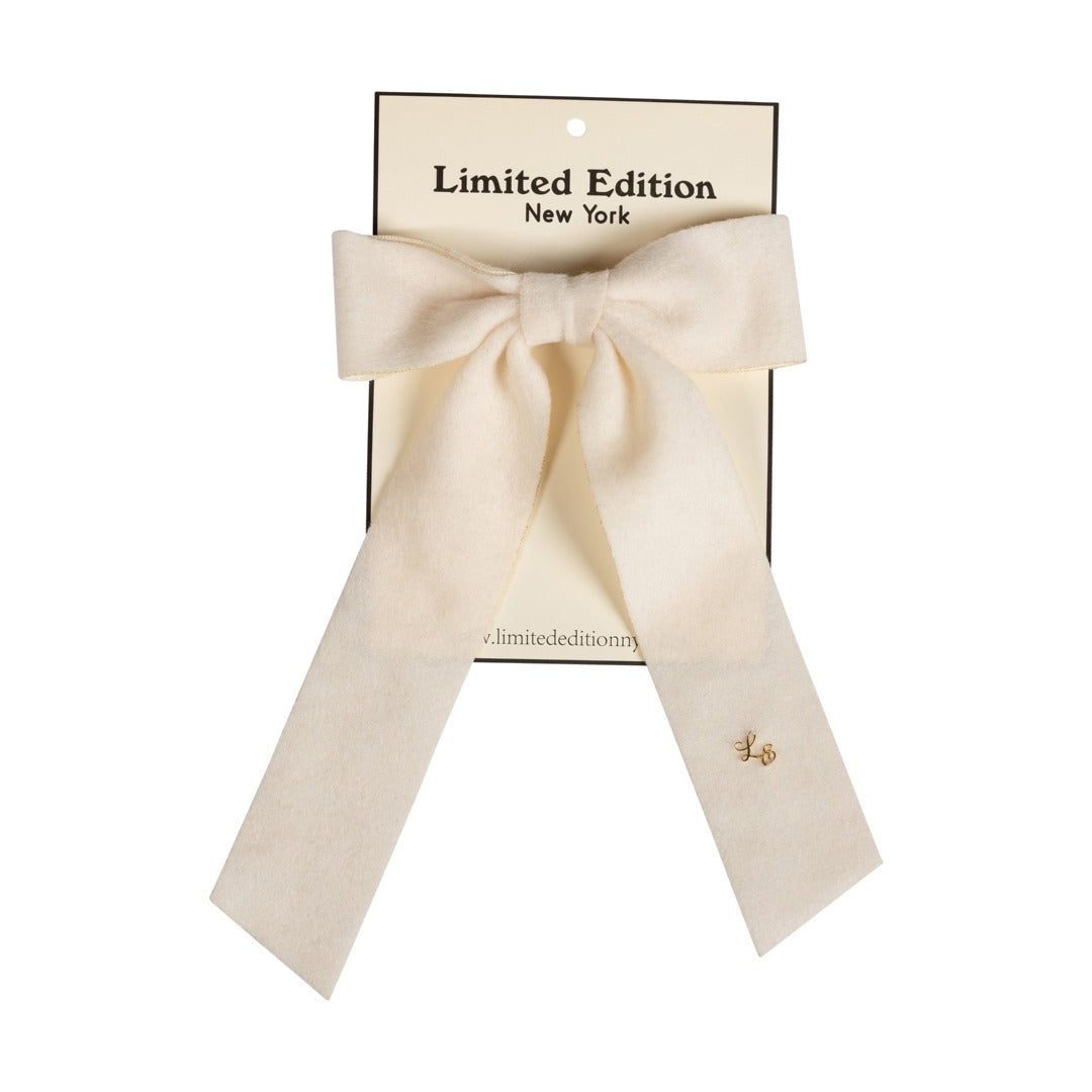 Brushed Wool Bow - Ivory