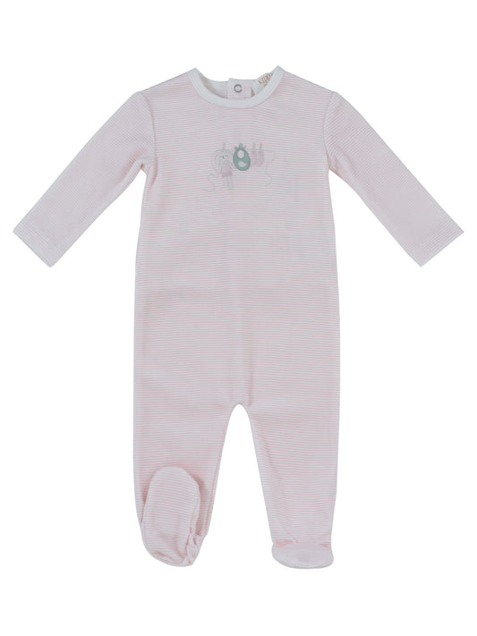 Bunny Stripe Footie - Pink