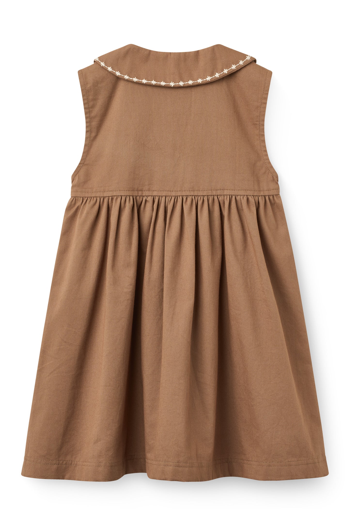 Collar Dress W. Embroidery And Pockets - Walnut