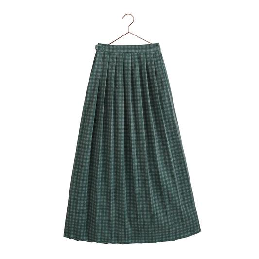 Rowan Gingham Maxi Wrap Skirt - Gray/Green
