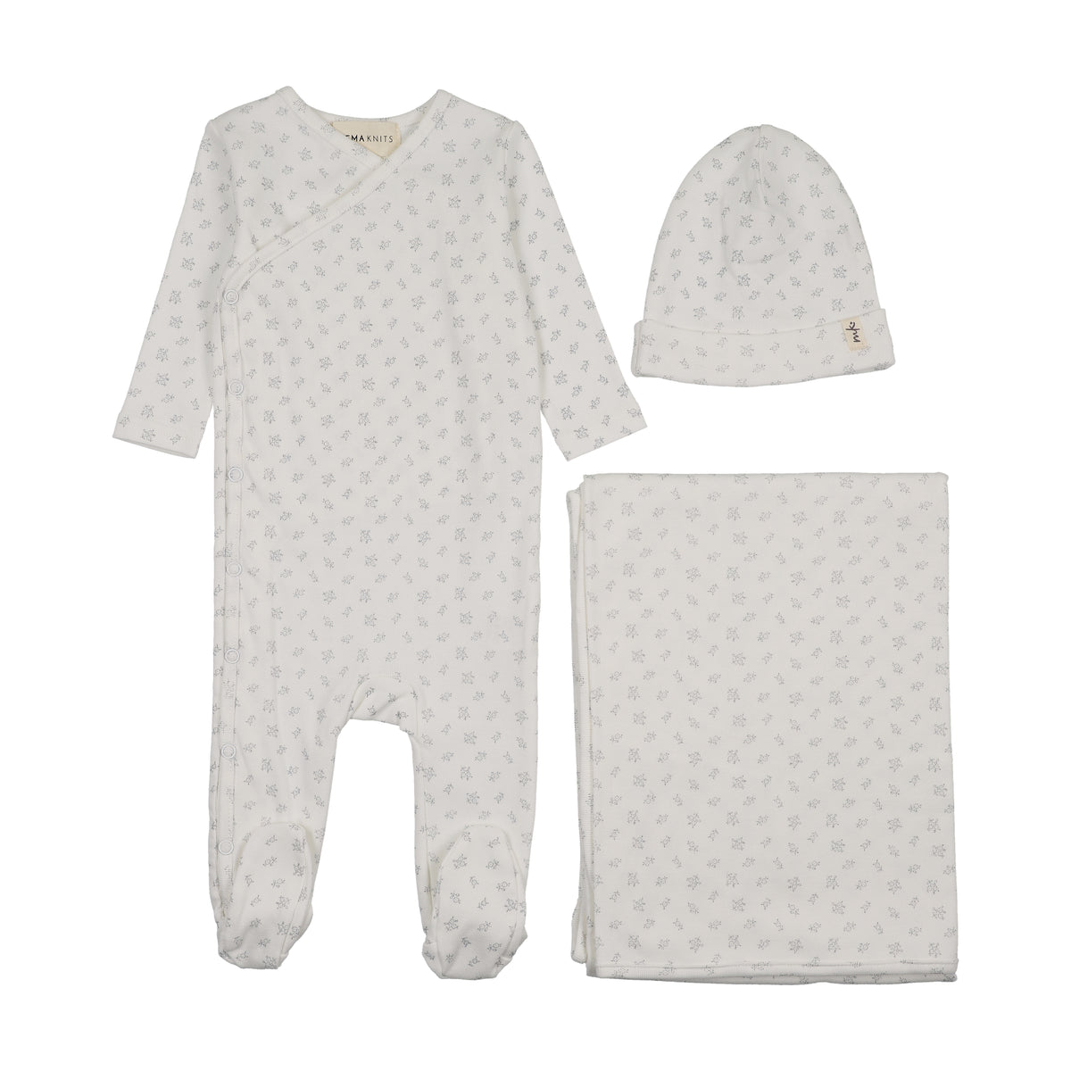 Velour Floral 3pc Set - Blue Floral