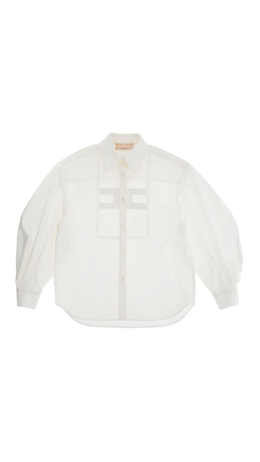 Embroidered Poplin Shirt (EFCA296) - Ivory