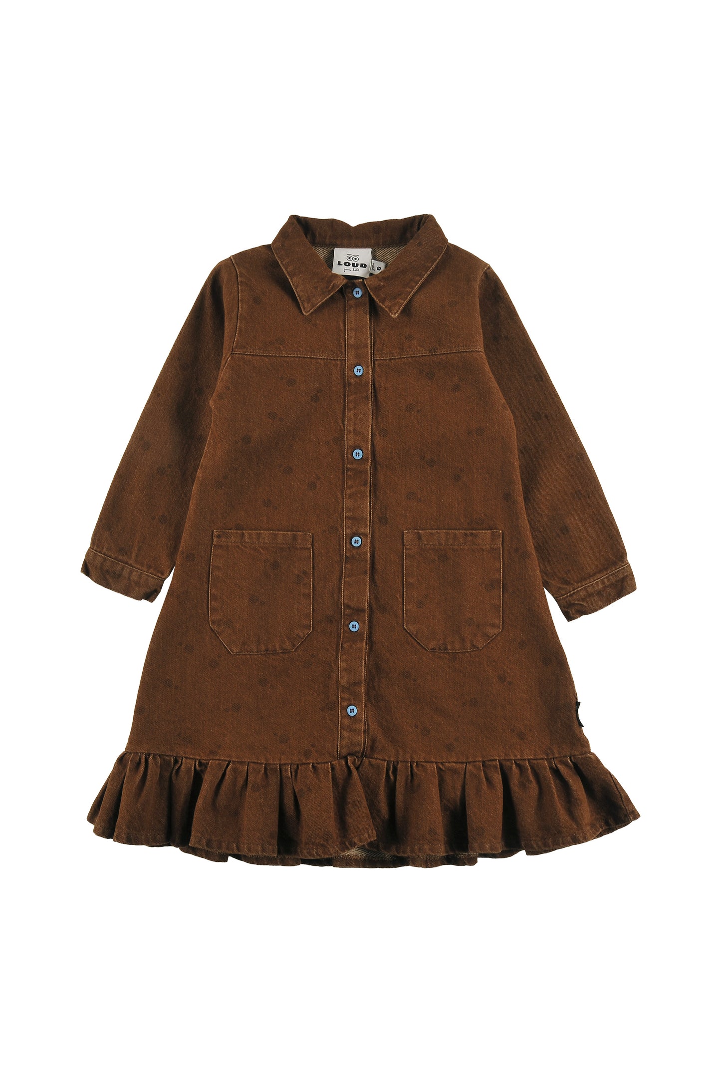 Speed Button Dress - Choco/ Polka dot