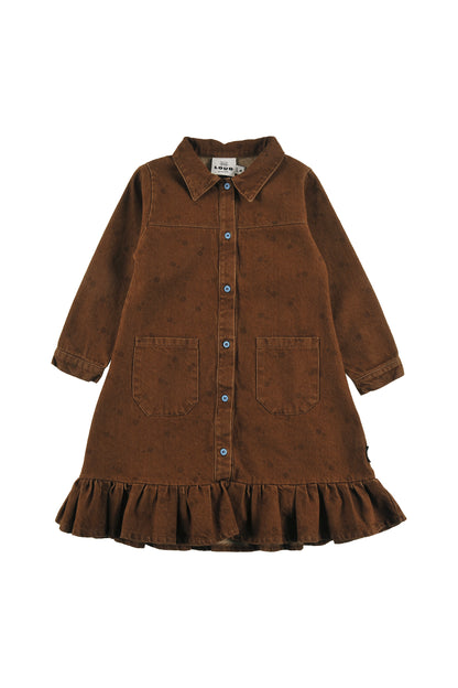 Speed Button Dress - Choco/ Polka dot