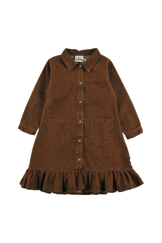 Speed Button Dress - Choco/ Polka dot