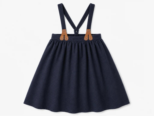 Wool Suspender Skirt and Kerchief shirt - Navy