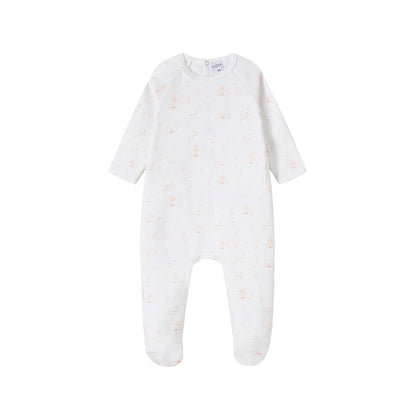 Forest Print Footie/Hat - Pink