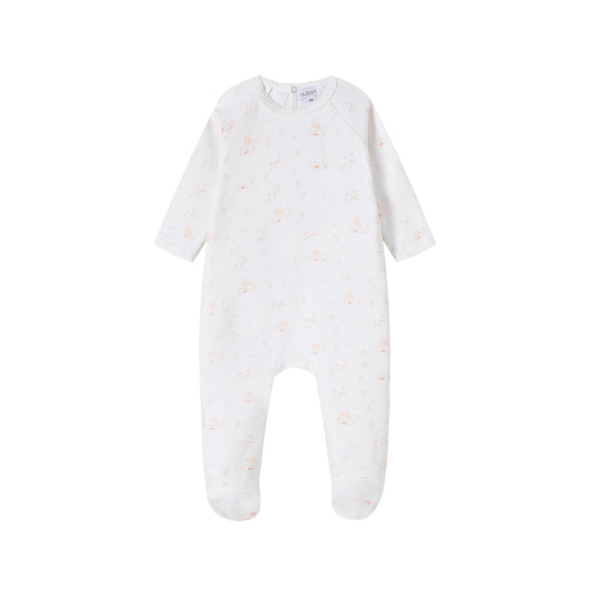 Forest Print Footie/Hat - Pink