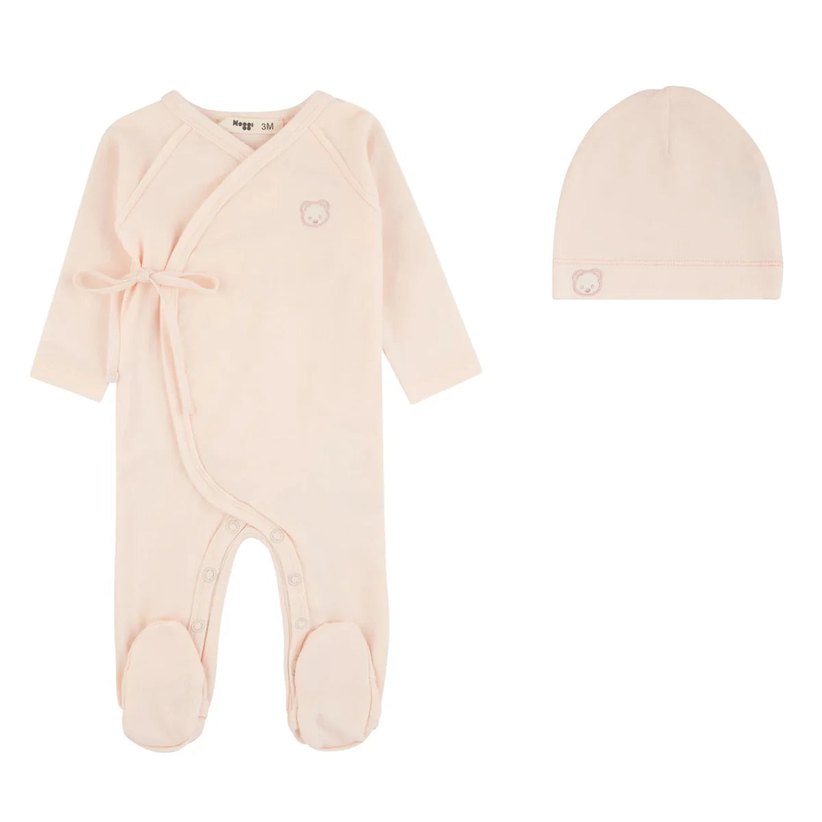 Teddy Wrap Footie And Beanie - Pink