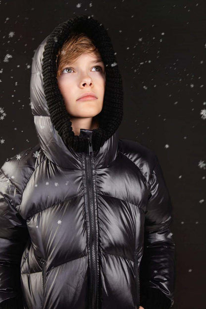 Knit Hood Puffer — Black