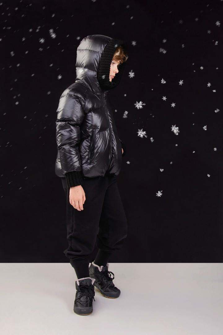 Knit Hood Puffer — Black