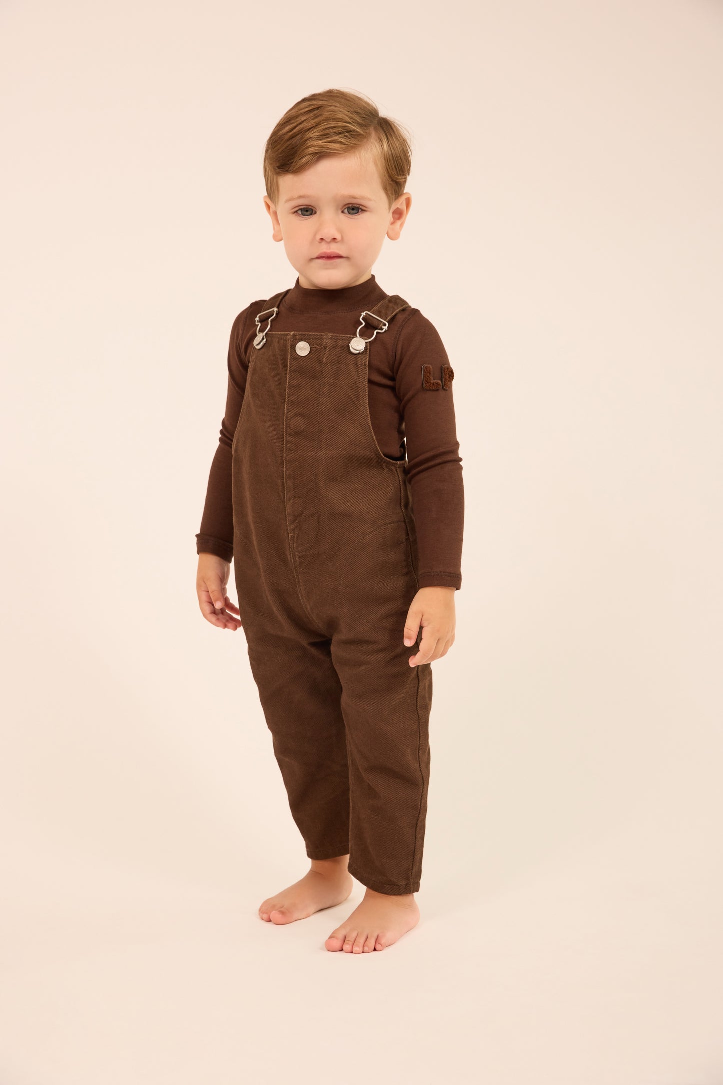 Denim Long Overalls - Brown Denim