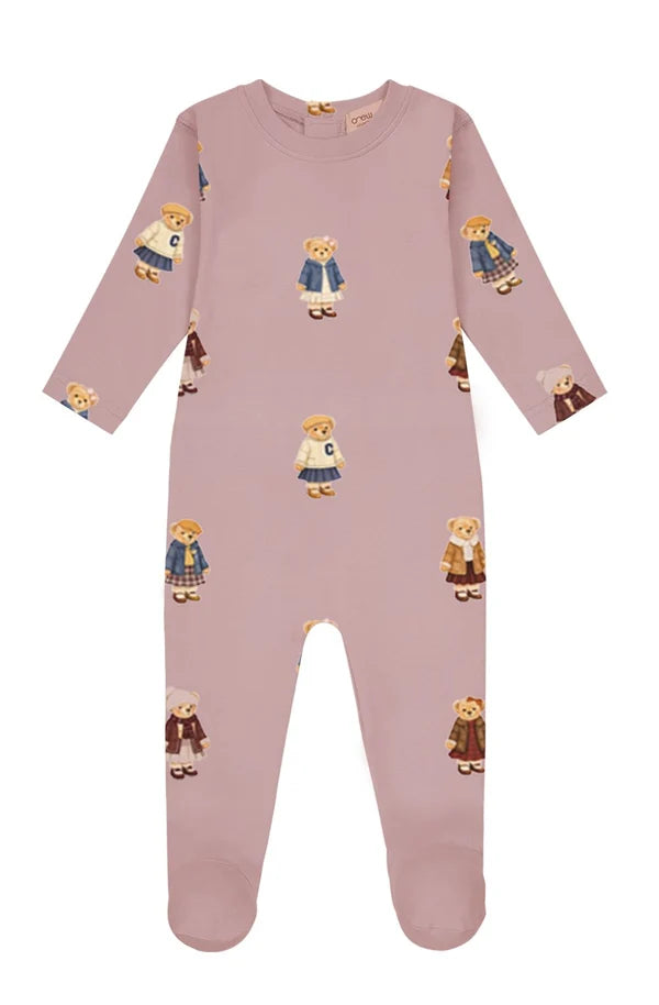 Teddy Pattern Lounge Footie - Dusk