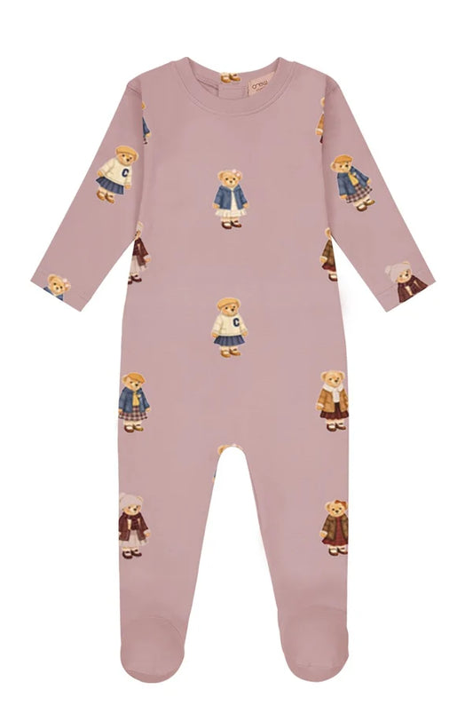 Teddy Pattern Lounge Footie - Dusk