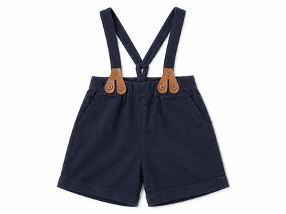 Boys Suspender Shorts - Navy