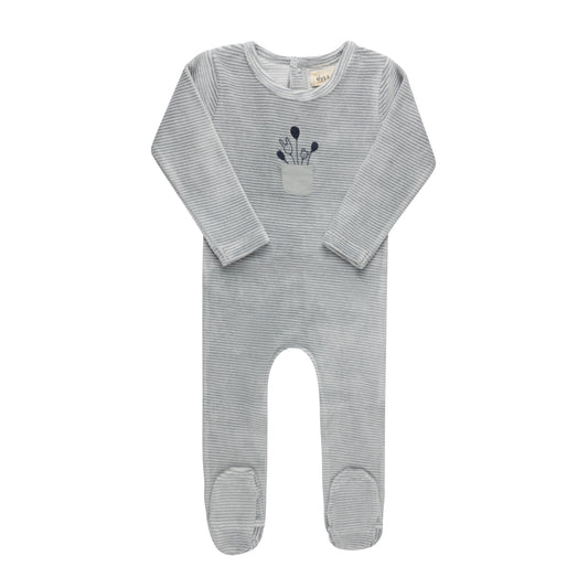 Stripe Footie - Ivory Blue