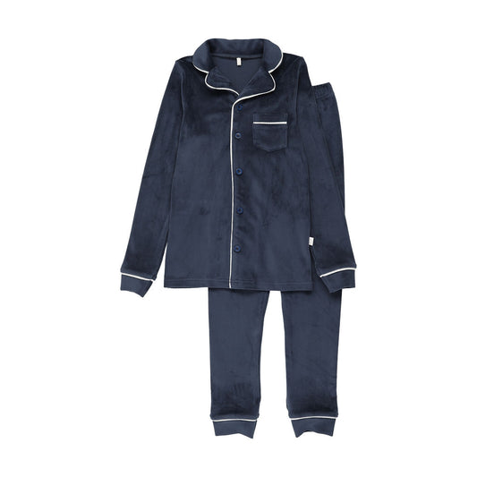 Velour Grandpa PJ - Navy