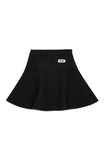 Skirt With Small Crochet Logo Patch - Black