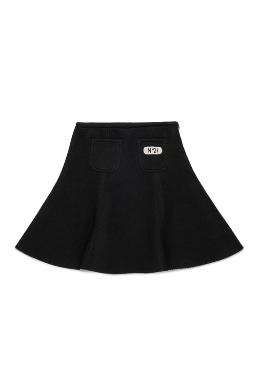Skirt With Small Crochet Logo Patch - Black