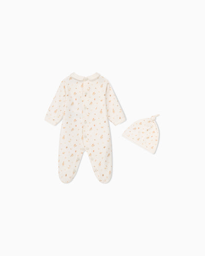 Newborn Bird Footie And Hat EY000219- White