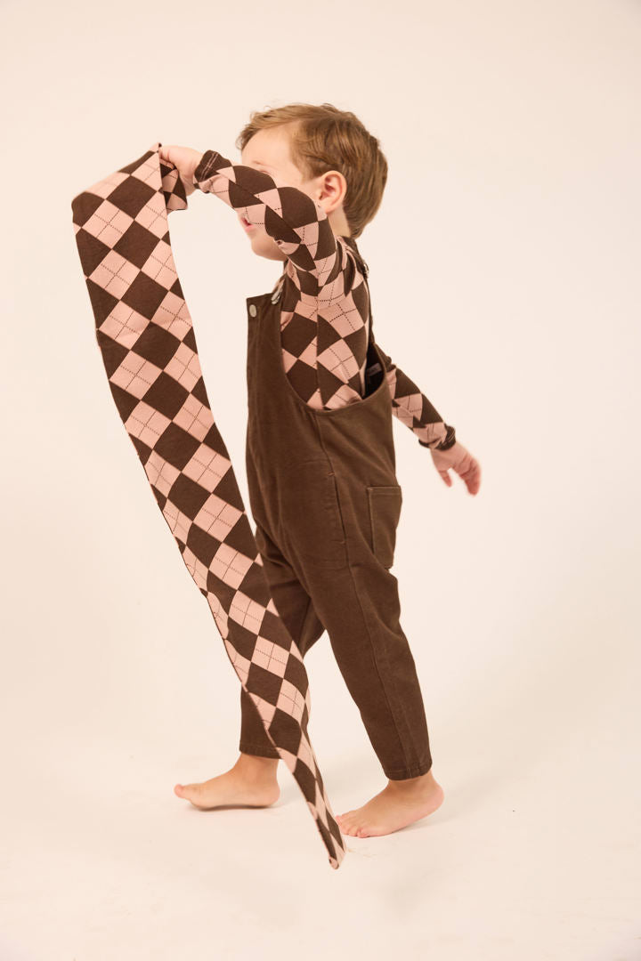 Argyle Mockneck Onesie - Brown