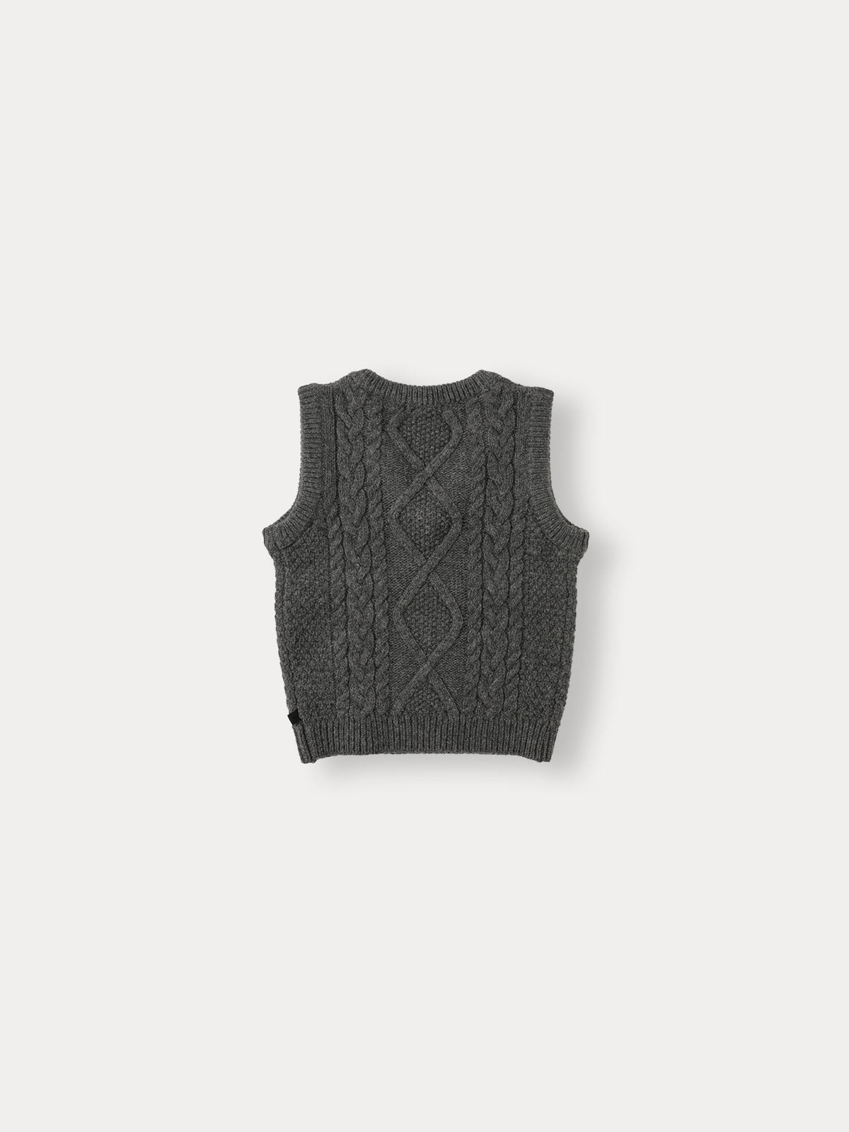 Cable V-Neck Pullover - Gray